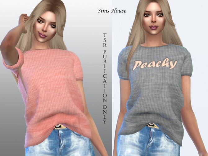 Sims 4 Womens t shirt tucked in front base colors by Sims House at TSR