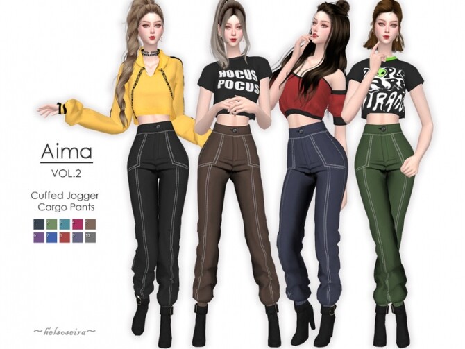 Sims 4 AIMA V.2 Cuffed Cargo Pants by Helsoseira at TSR