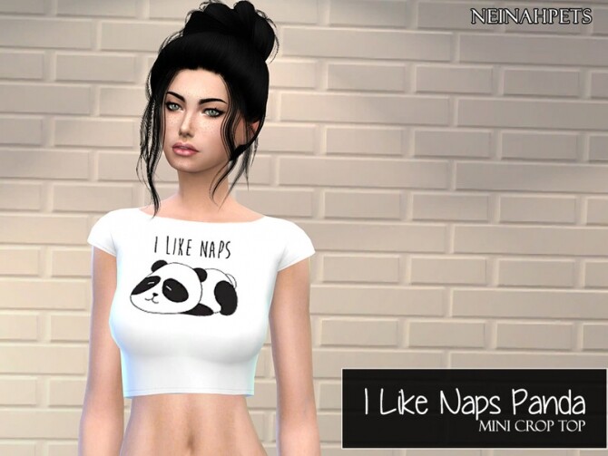 Sims 4 I Like Naps Panda Mini Crop Top by neinahpets at TSR