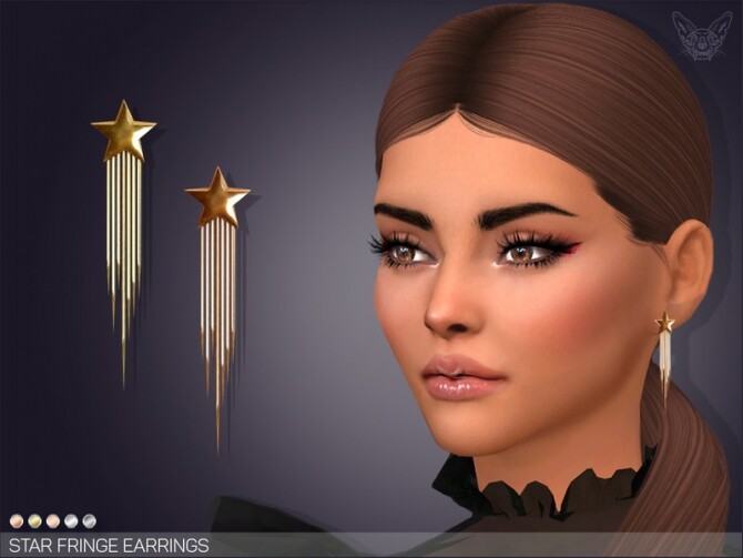 Sims 4 Star Fringe Earrings by feyona at TSR