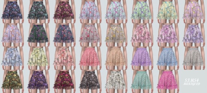 Sims 4 Flower Frill Chiffon Mini Skirt at Marigold