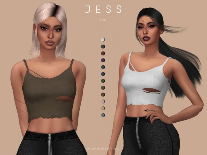 Sims 4 JESS top by Plumbobs n Fries at TSR