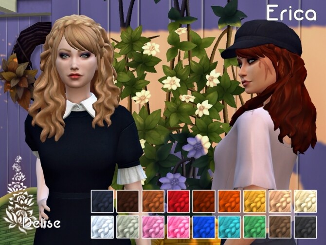 Sims 4 Erica hair recolors by Delise at Sims Artists