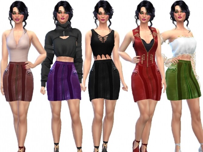 Sims 4 Zipper leather skirt by TrudieOpp at TSR