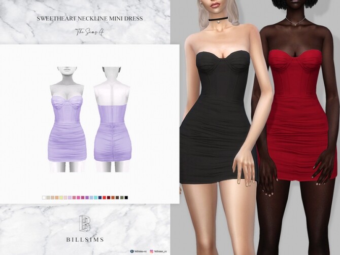 Sims 4 Sweetheart Neckline Mini Dress by Bill Sims at TSR