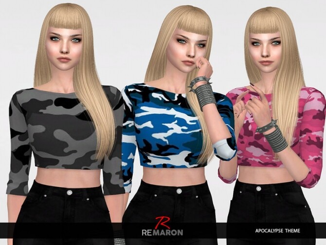 Sims 4 Camuflage Blouse for Women by remaron at TSR
