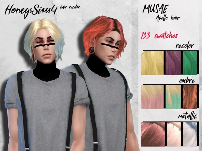 Sims 4 Male hair recolor MUSAE Apollo by HoneysSims4 at TSR