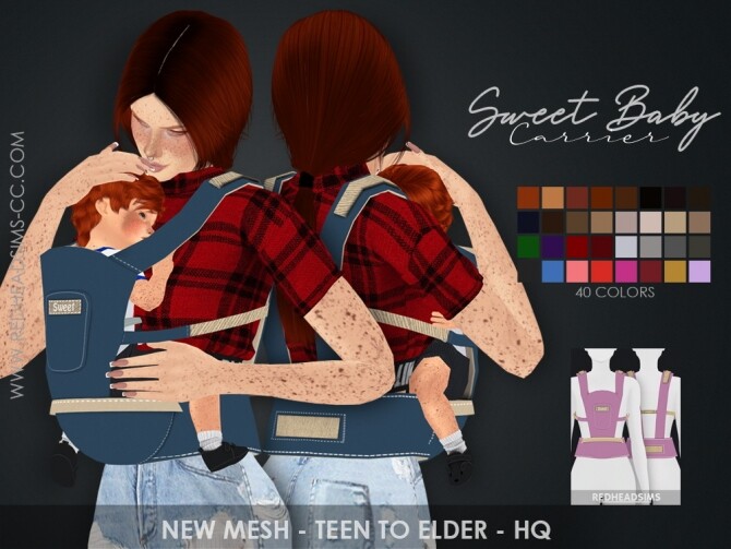 Sims 4 SWEET BABY CARRIER by Thiago Mitchell at REDHEADSIMS