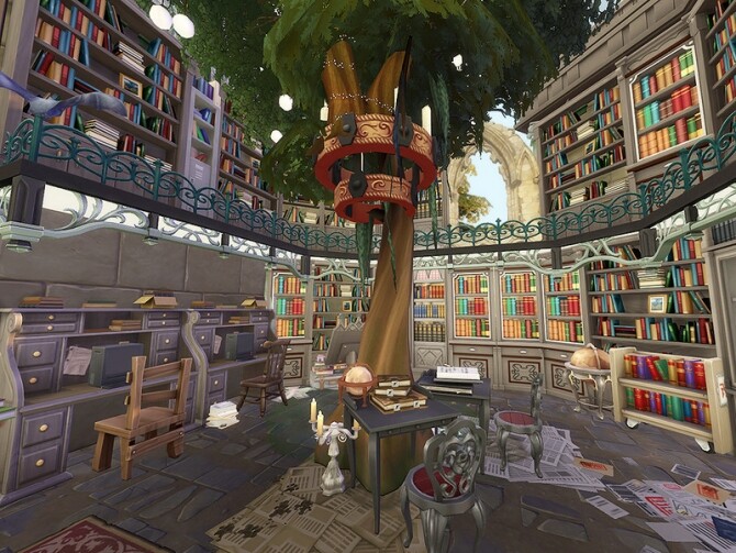 Sims 4 Victorian Library Ruins by Ineliz at TSR