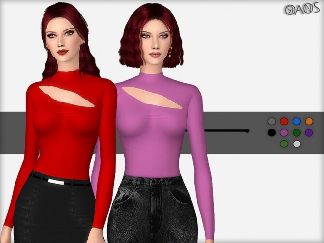 Sims 4 Turtleneck Cut Out Bodysuit by OranosTR at TSR