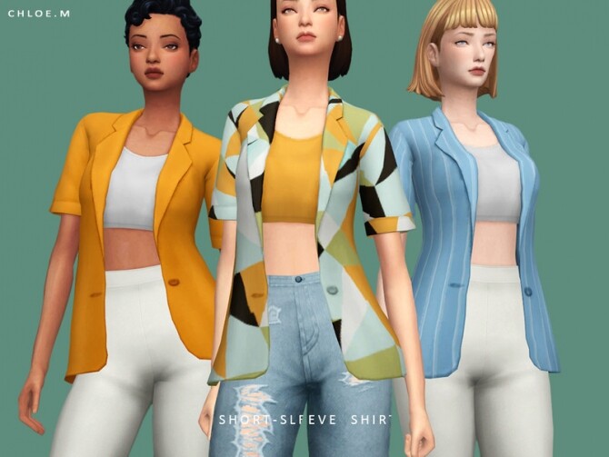 Sims 4 Short Sleeve Shirt by ChloeM at TSR