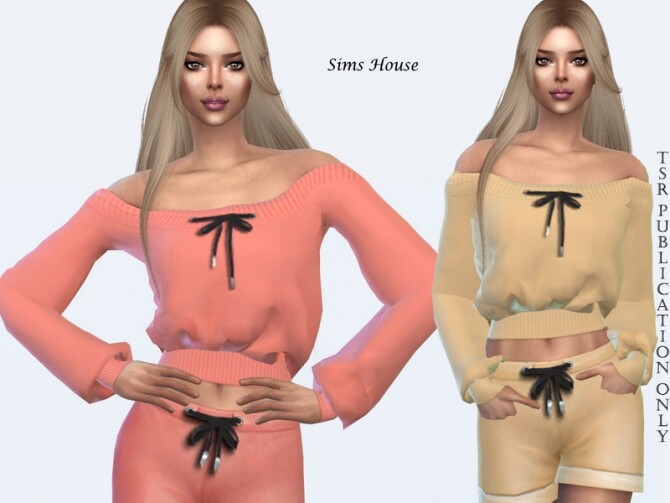Sims 4 Off Shoulder Womens Sports Top by Sims House at TSR