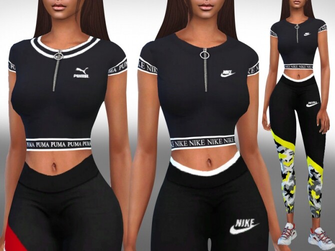 Sims 4 Female Short Sleeve Athletic Black Tops by Saliwa at TSR