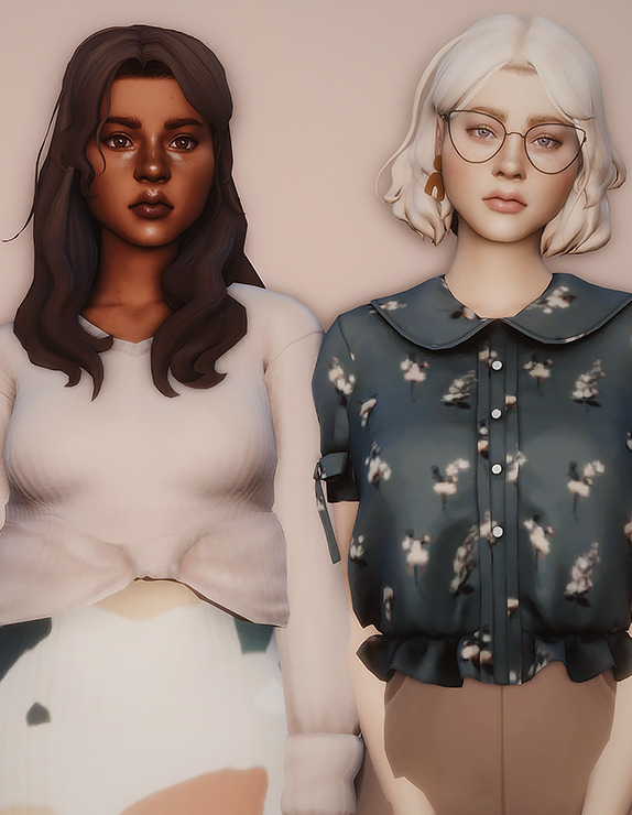 Sims 4 Elle and Lyla hair recolors at GhostBouquet