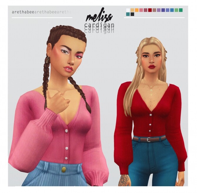 Sims 4 Melisa ribbed vintage cardigan at Arethabee