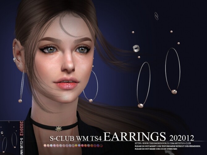 Sims 4 EARRINGS 202012 by S Club WM at TSR