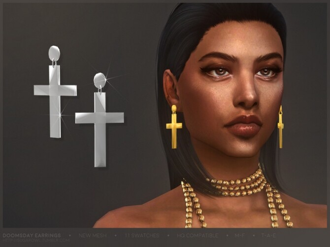 Sims 4 Doomsday earrings by sugar owl at TSR