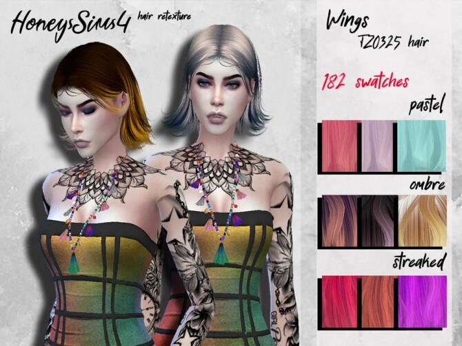 Sims 4 Female hair retexture Wings TZ0325 by HoneysSims4 at TSR