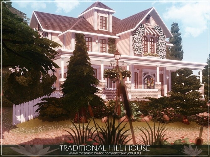 Sims 4 Traditional Hill House by MychQQQ at TSR
