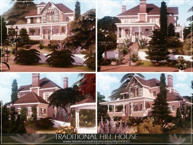 Sims 4 Traditional Hill House by MychQQQ at TSR