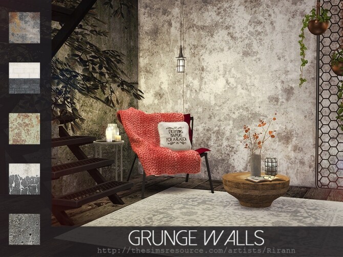 Sims 4 Grunge Walls by Rirann at TSR