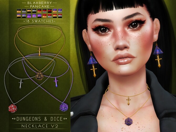 Sims 4 Dungeon & Dice earrings & necklaces at Blahberry Pancake