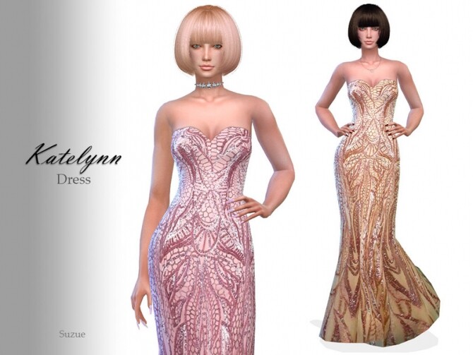 Sims 4 Katelynn Dress by Suzue at TSR