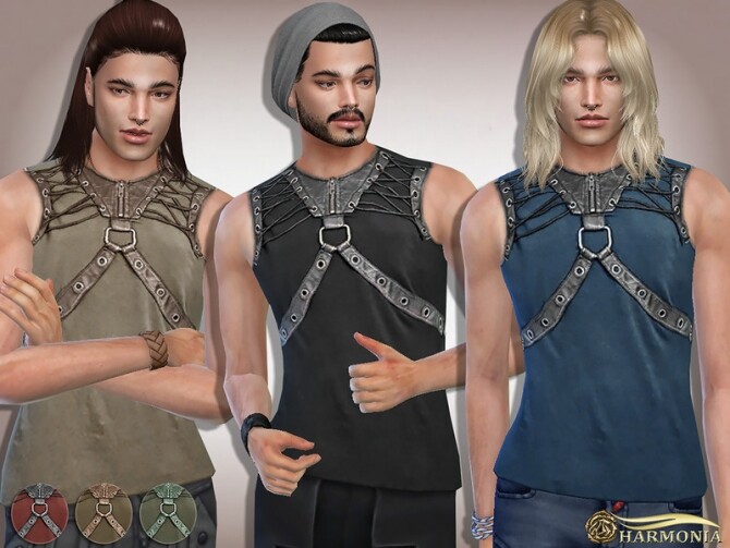 Sims 4 Post Apocalyptic Leatherette Panel Top by Harmonia at TSR