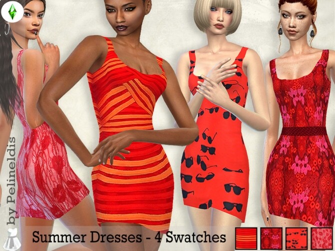 Sims 4 Summer in Red dress by Pelineldis at TSR