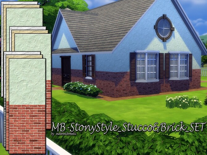 Sims 4 MB Stony Style Stucco&Brick SET by matomibotaki at TSR