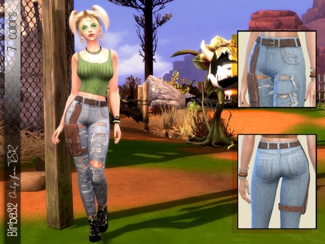 Sims 4 Post Apocalyptic Jeans with Bag by Birba32 at TSR