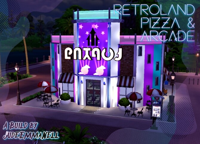 Sims 4 Retroland Pizza & Arcade (No CC) by JudeEmmaNell at Mod The Sims
