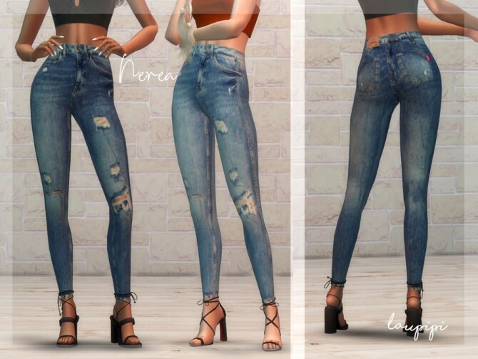 Sims 4 Nerea high waisted jeans by laupipi at TSR