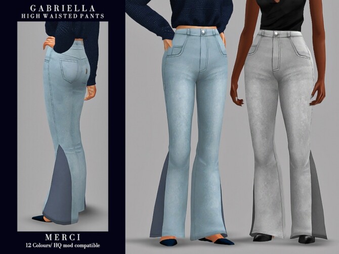 Sims 4 Gabriella High Waisted Pants by Merci at TSR