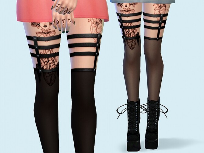 Sims 4 Leather Strap Stockings by Saruin at TSR