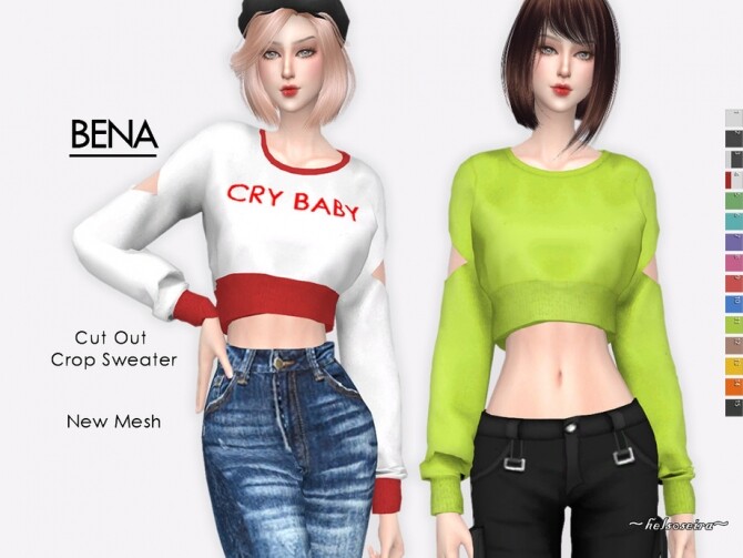 Sims 4 BENA Crop Sweater by Helsoseira at TSR