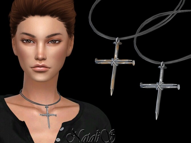 Sims 4 Nail cross pendant by NataliS at TSR