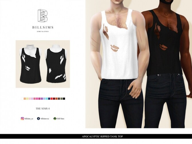 Sims 4 Apocalyptic Ripped Tank Top by Bill Sims at TSR