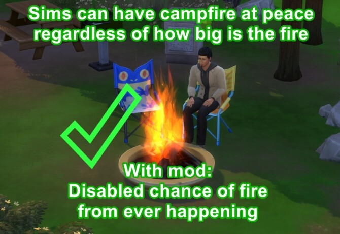 Sims 4 Temporary Fix No chance of fire spread at campfire by Tofuman89 at Mod The Sims