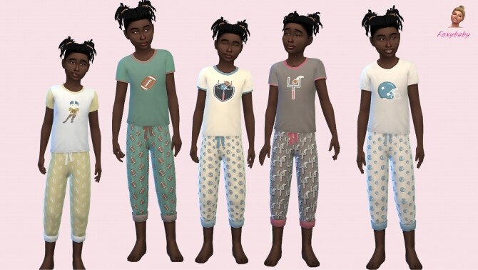 Sims 4 Vintage Football Boys Pyjama Set by Foxybaby at Mod The Sims
