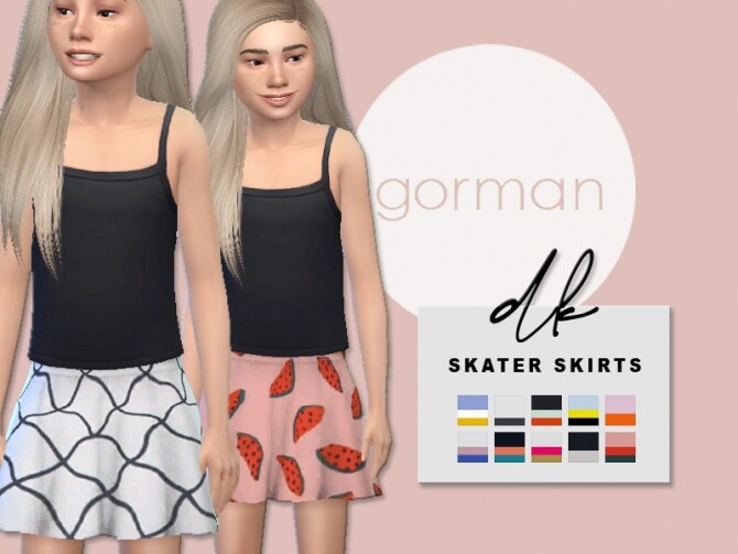 Sims 4 Gorman inspired skater skirts for girls at DK SIMS