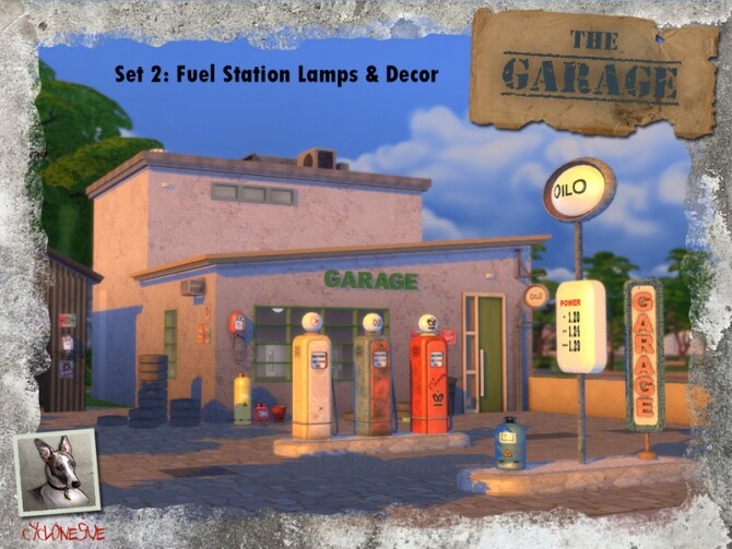 Sims 4 The Garage Set 2: Filling Station Lamps and Decor by Cyclonesue at TSR