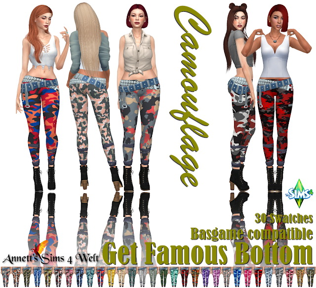 Sims 4 Get Famous Bottom Camouflage at Annett’s Sims 4 Welt