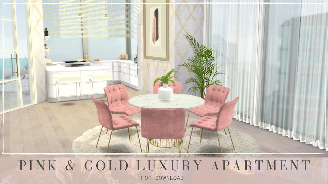 Sims 4 PINK & GOLD LUXURY APARTMENT at Dinha Gamer
