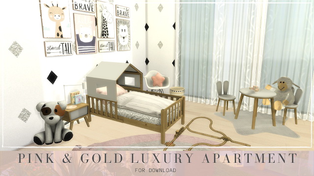 Sims 4 PINK & GOLD LUXURY APARTMENT at Dinha Gamer