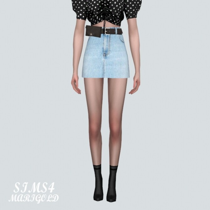 Sims 4 Mini Skirt With Waist Bag Belt H V at Marigold
