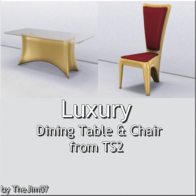 Sims 4 Luxury Dining Table and Chair by TheJim07 at Mod The Sims