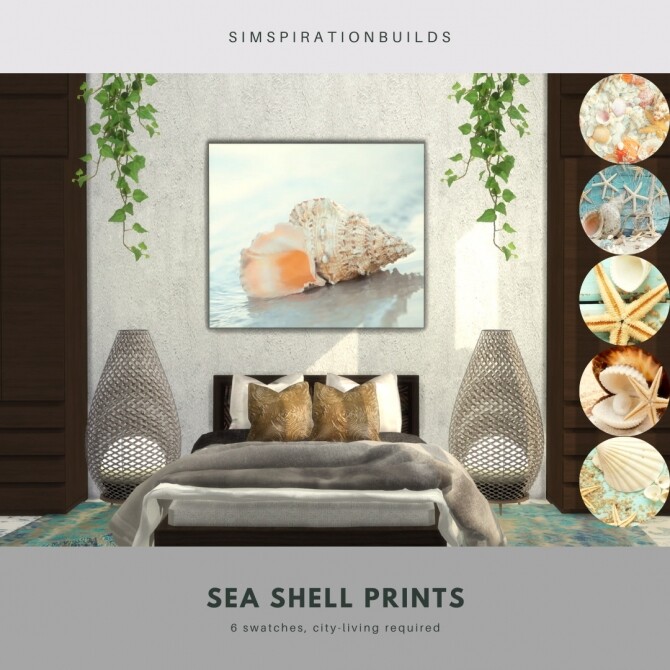 Sims 4 Sea Shell Prints at Simspiration Builds
