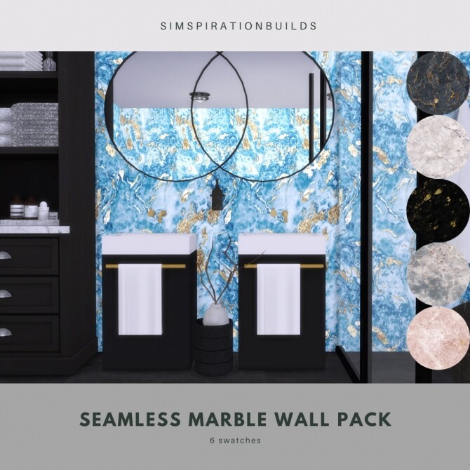 Sims 4 Seamless Marble Wall Pack at Simspiration Builds