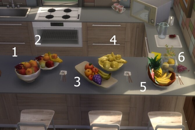 Sims 4 Functional Fruit Bowls by FlowerBunny at Mod The Sims